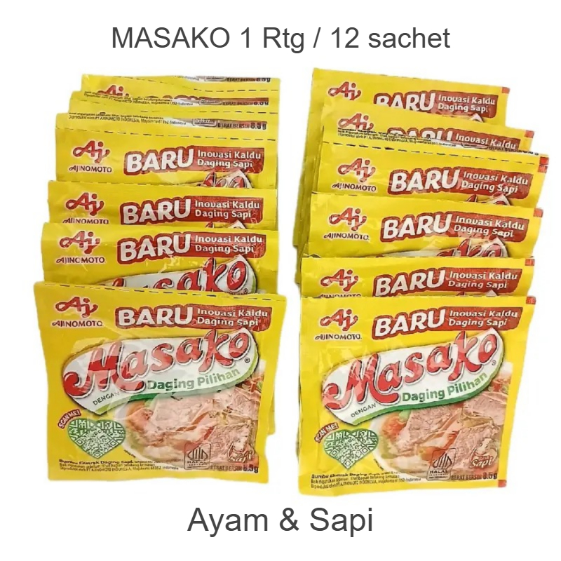 

Masako Bumbu Kaldu Ayam Penyedap Rasa 8.5g (12 pcs) - Gurih Kaldu Ayam Utuh - Dengan Daging Pilihan / Masako Ayam/Masako Sapi/Kaldu Ayam/Kaldu Sapi