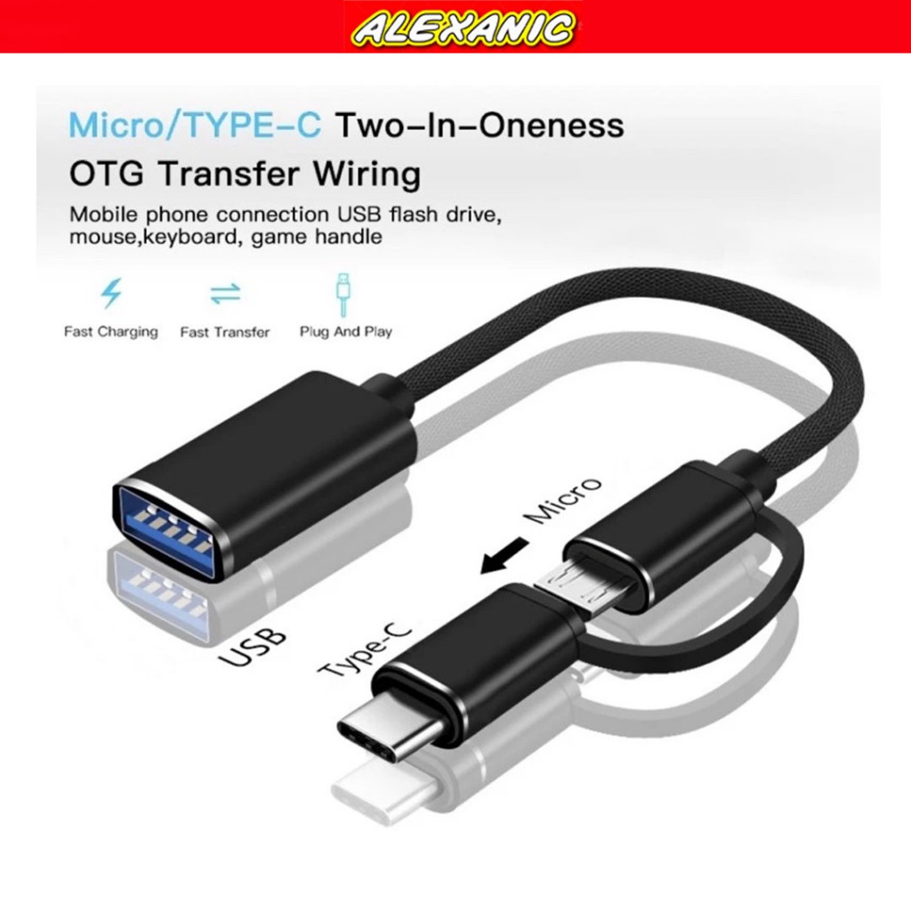 Kabel OTG Type C | Kabel OTG Micro | Kabel OTG 2 in 1 Type C dan Micro to USB | Kabel OTG Type C Mic