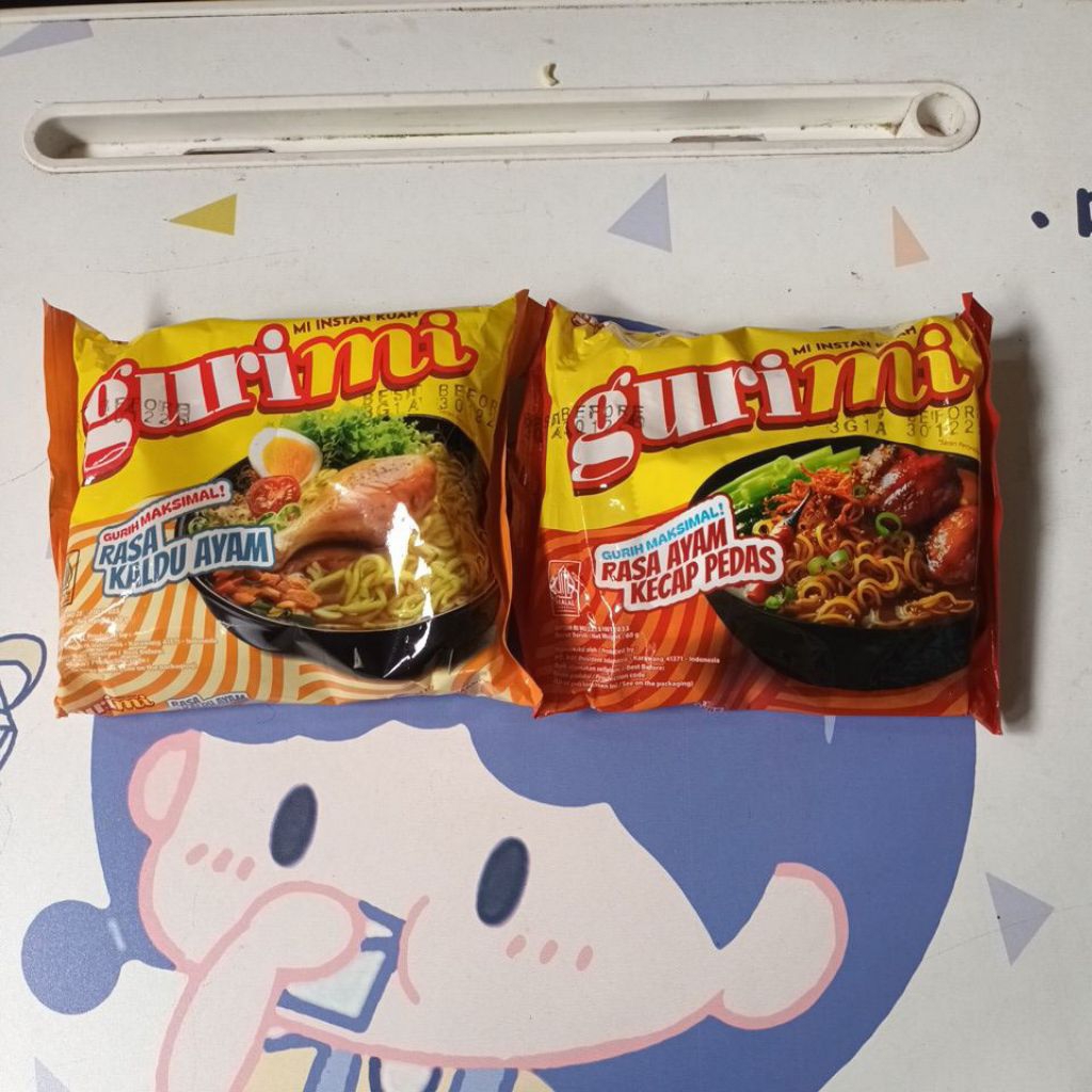 

Gurimi Mie Instant Mie jadul 60g Rasa ayam kecap pedas Rasa Kaldu aya.