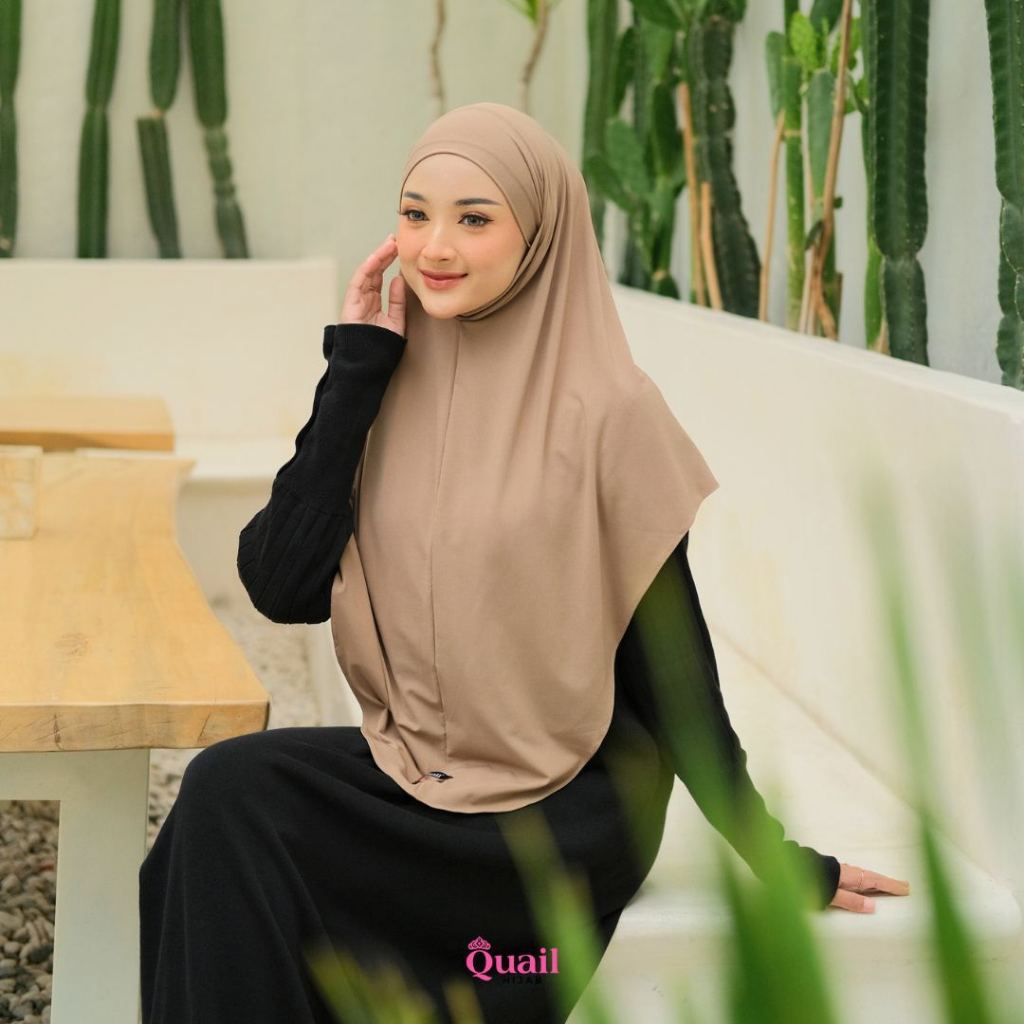 Tashia French Khimar Jersey Size Standart Quail Hijab Original