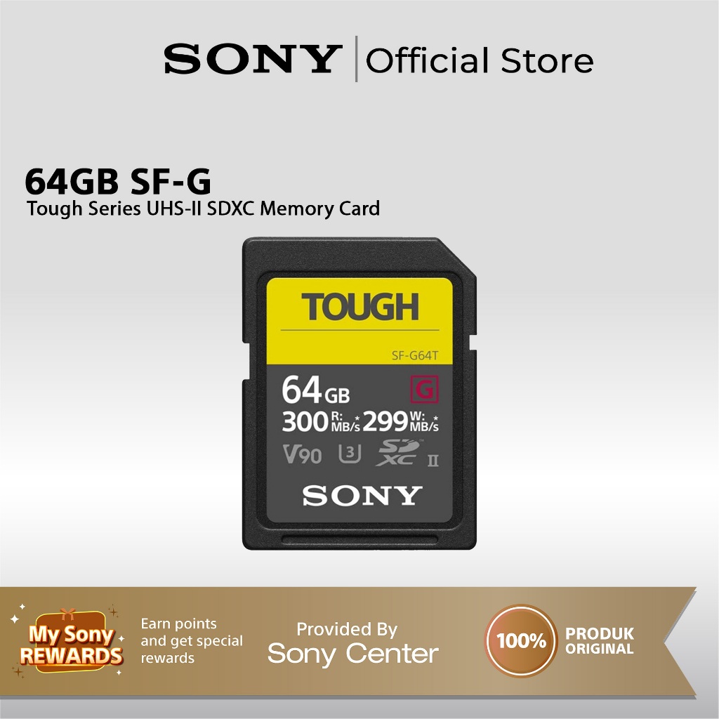 SONY SF-G Tough 64GB UHS-II SDXC Memory Card Camera / SF-G64T / Sony Kartu Memori Kamera 64GB