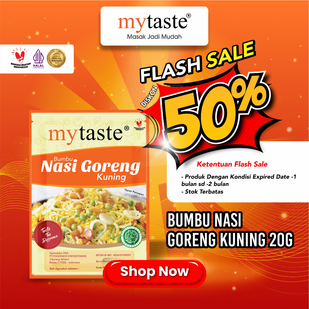 

MYTASTE BUMBU NASI GORENG KUNING FLASH SALE DISKON 50 % NEAR EXPIRED DATE