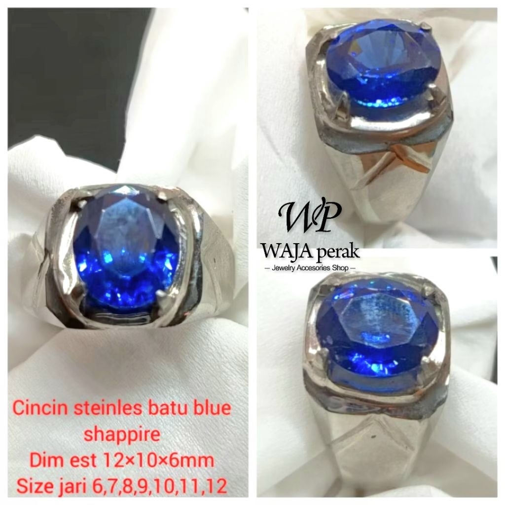 CINCIN BATU BLUE SAFIR CRYSTAL D12