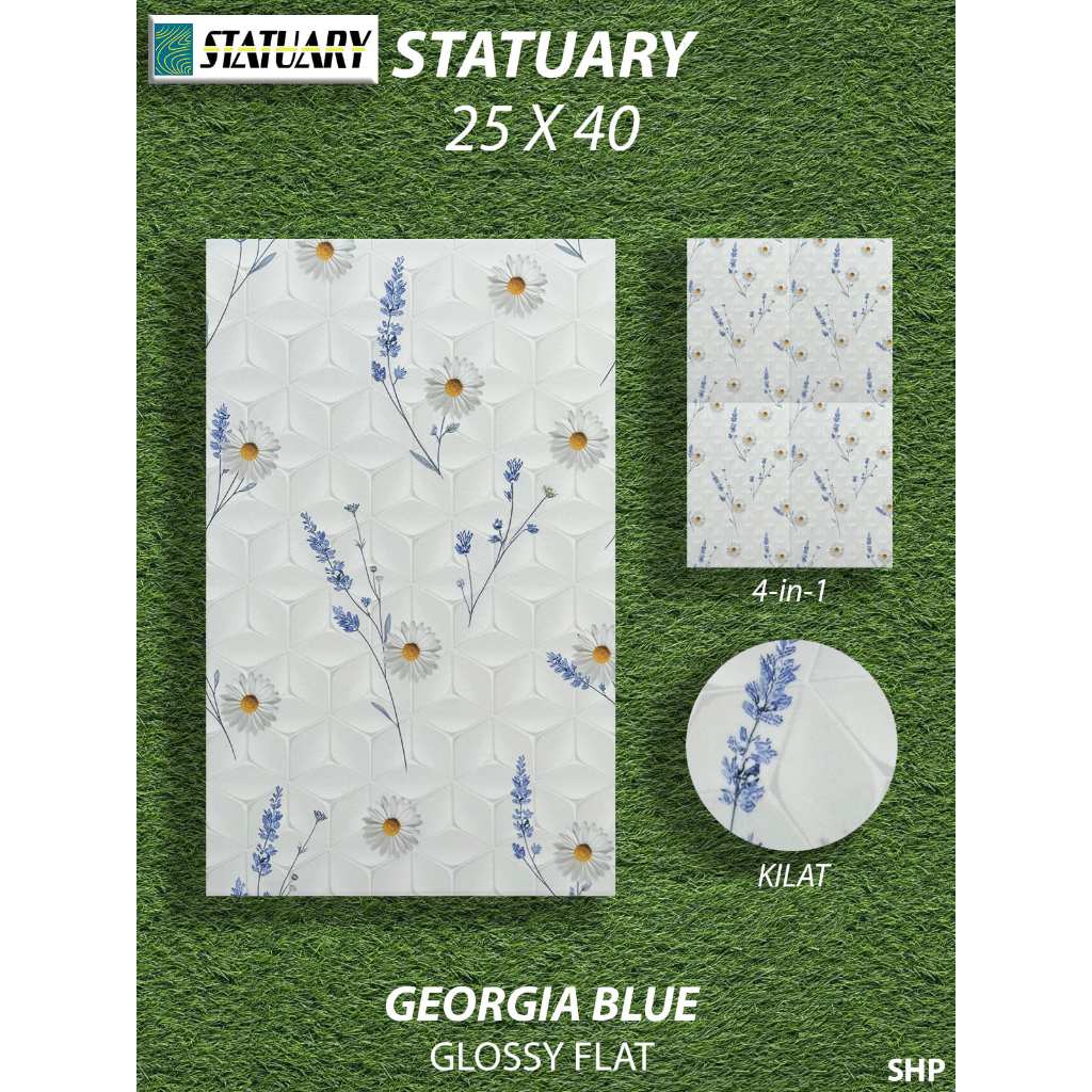 [RIAU ONLY, CHAT SEBELUM CO] Keramik Dinding Kamar Mandi 25X40 Statuary Georgia Blue Kilat KW1 Pekan
