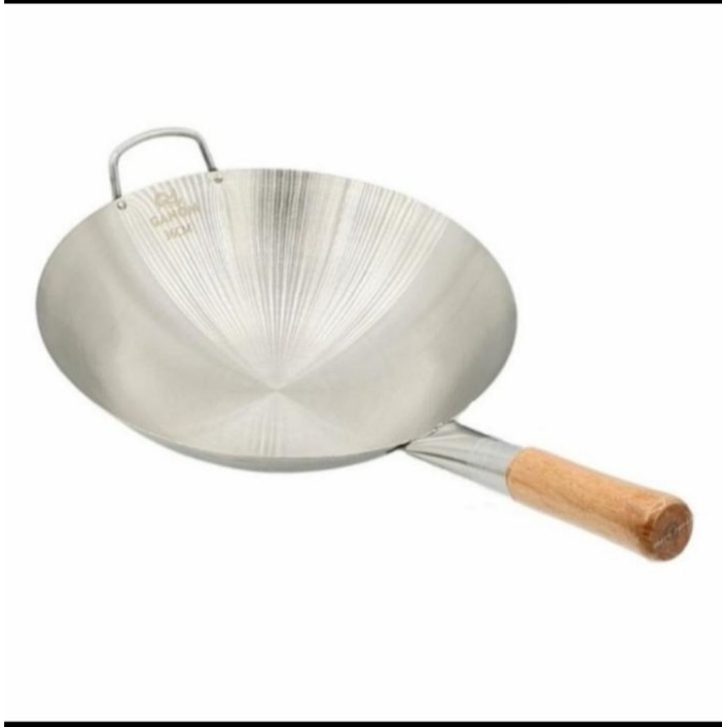 Wajan Stainless Steel Gagang Kayu • Wajan Nasi Goreng