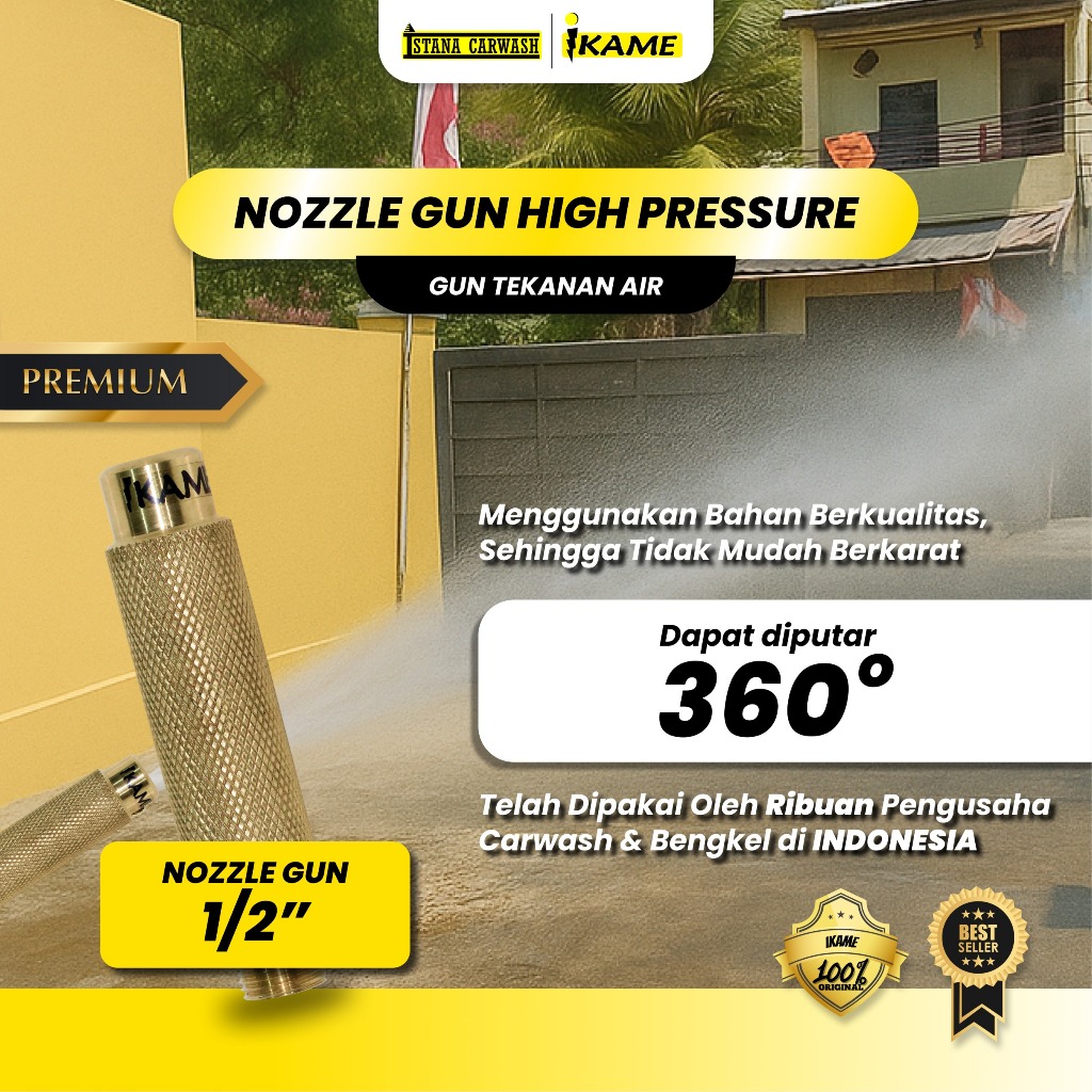 Nozzle Gun Kepala Selang Semprotan Air 1/2 inch CNP VMP IKAME Kuningan Spray