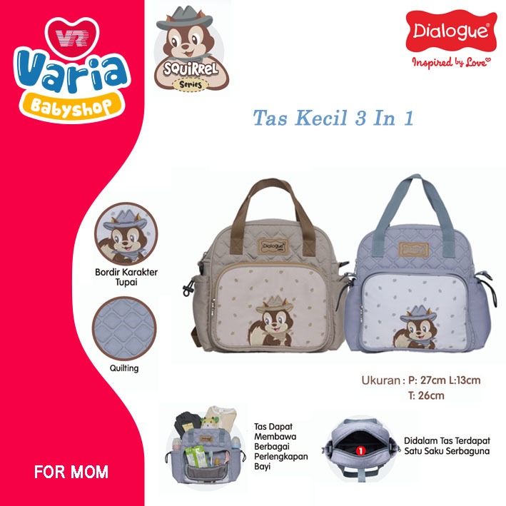 Tas Diaper Bayi 2in1 Squirrel Series Ukuran Kecil / Diaper Bag /  Tas Bayi | DIALOGUE BABY