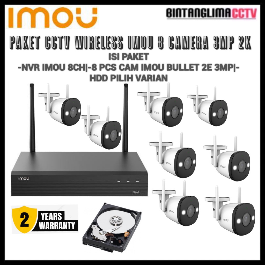 PAKET CCTV WIRELESS IMOU 4/8 CAMERA NVR 8CH
