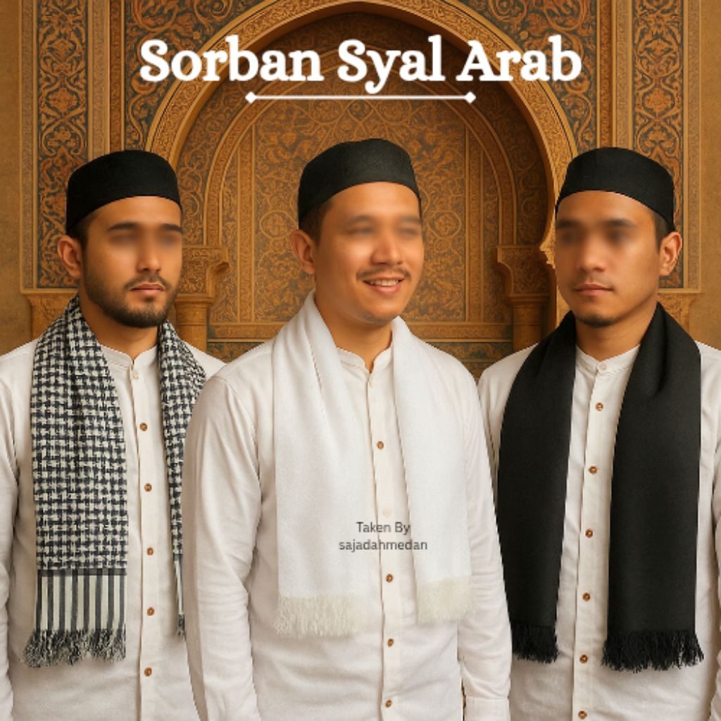 original sorban arab palestina hitam putih - surban selendang syal motif - arafat koncir