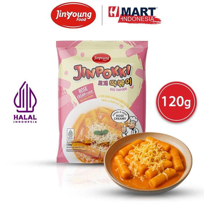 

JINYOUNG FOOD JINPOKKI Cheese Flavor Rice Cake Rose Cream - Kue Beras Dengan Bumbu Keju Rasa Rose Creamy 120g