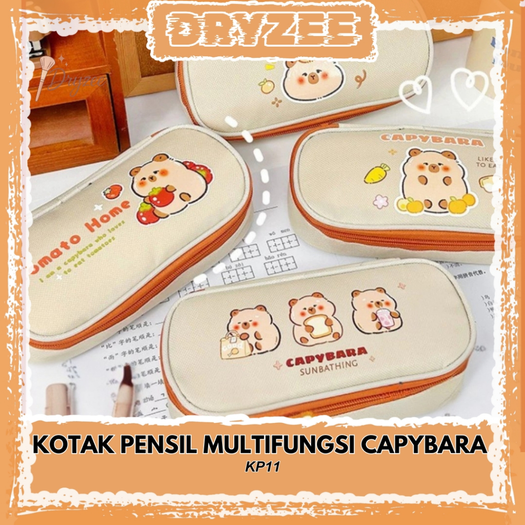 

Kotak Pensil Warna Coklat Cream Bear /Kotak Pensil Capybara Tempat Pensil Multifungsi ATK KP11