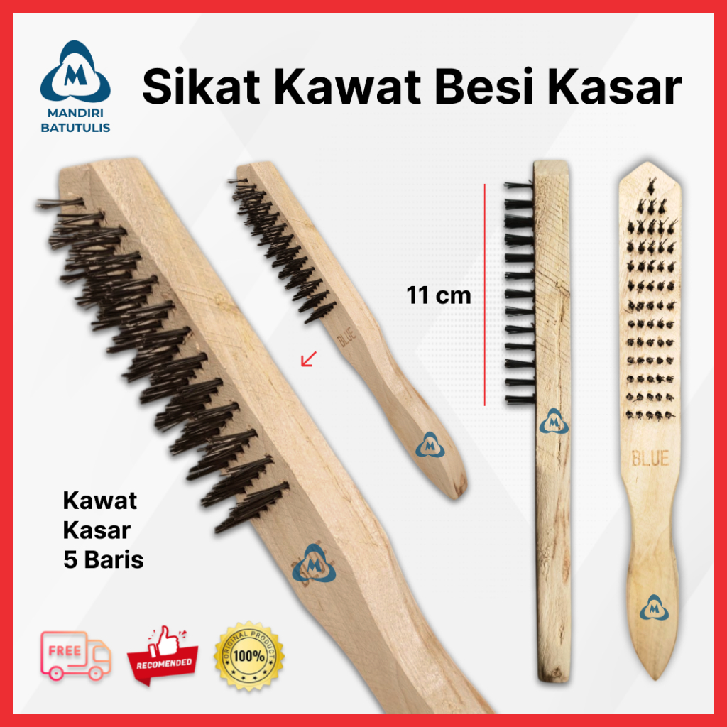 Sikat Kawat Besi Kasar - Sikat Gagang Kayu Pb