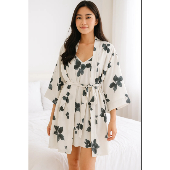 nk [Yesy Fashion] Kimono Lingerie 2IN1 Satin Premium Silk Baju Tidur Wanita Dewasa / Kimono Lingerie