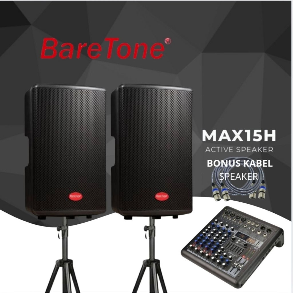 PAKET SPEAKER 15 INCH BARETONE MAX15H / MIXER ASHLEY PAKET SPEAKER BARETONE
