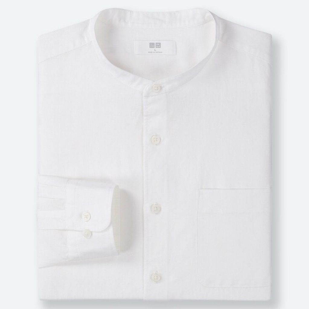 (ORIGINAL SECOND) UNIQLO / Kemeja Shanghai Pria Putih Pria Lengan Panjang