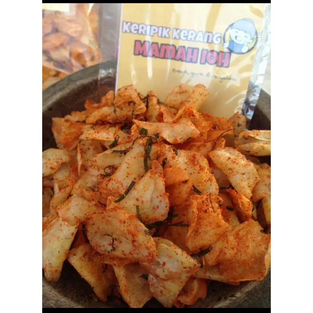 

Keripik Kerang Kerang Mamah Ioh - Peras Daun Jeruk 250 gram - original daun jeruk - balado daun jeruk