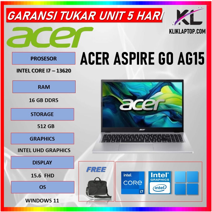 Acer Aspire Go AG15 i7 13620 16GB 512GB Windows 11 15.6 Full HD