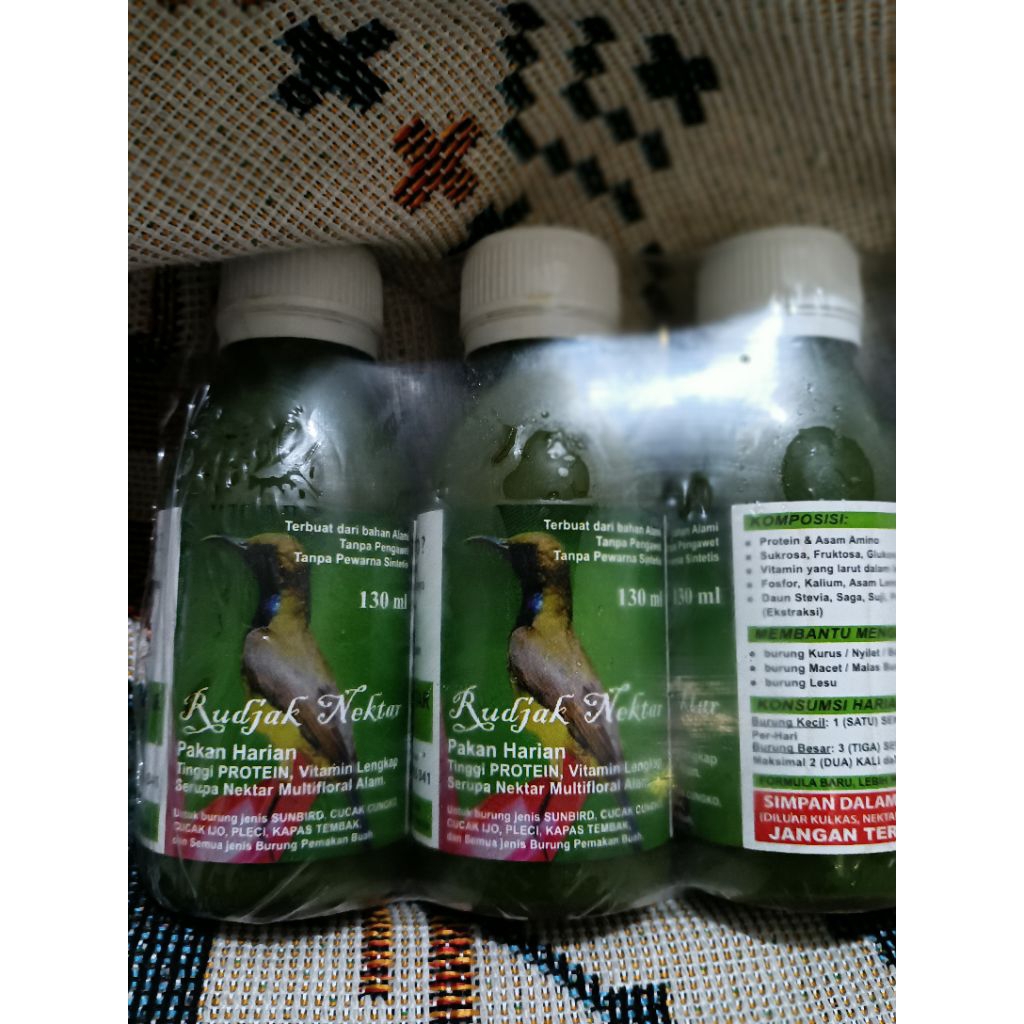 Orginal Rudjak Nektar 130ml Pakan Harian Burung Sogon, Kolibri Ninja