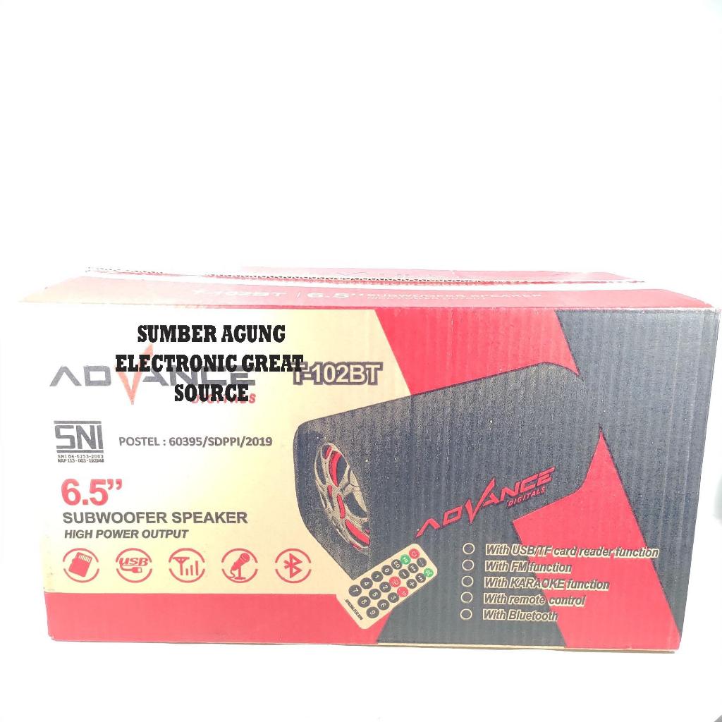 T102BT Advance Speaker Aktif Subwoofer 6.5inch Bass DC 12V AC 220V