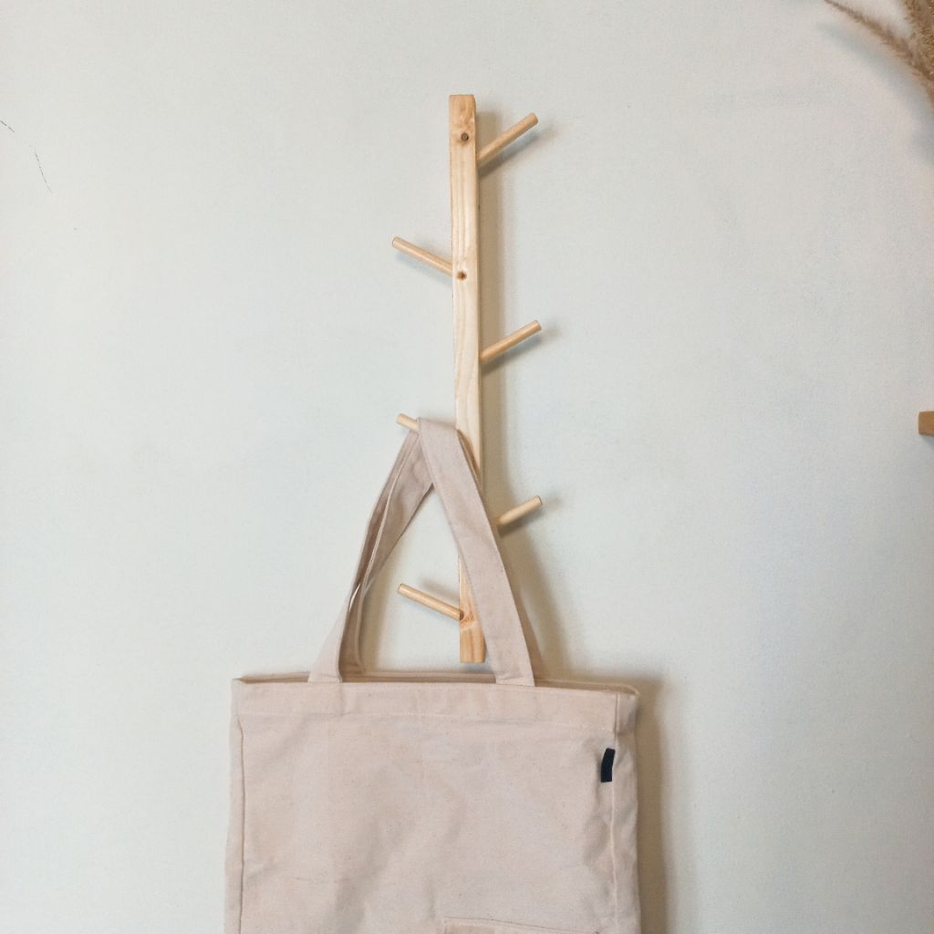 Gantungan Tas Baju Topi Rak dinding kayu