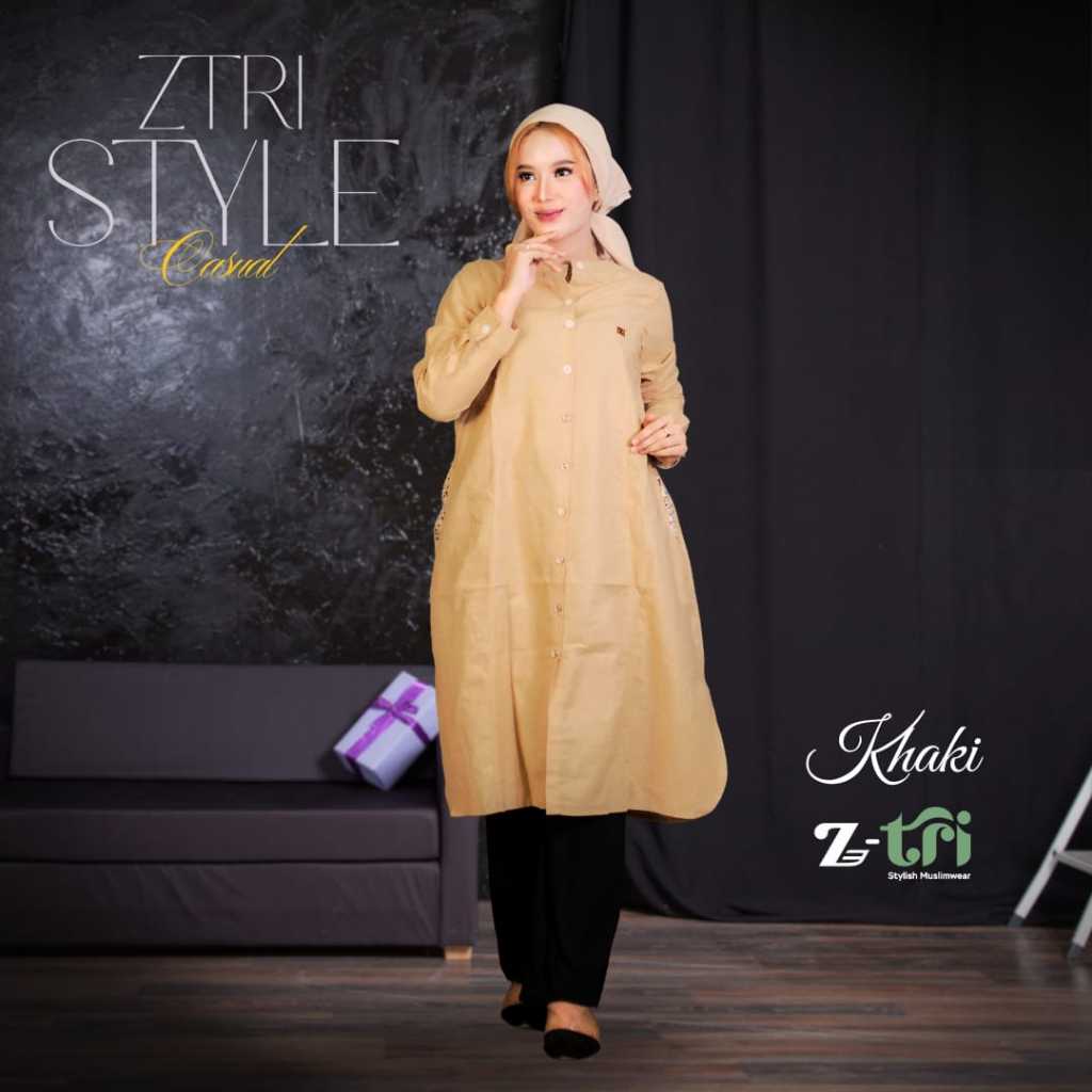 Baju Tunik Wanita Casual Panjang Polos Terbaru Bahan Katun Rami Premium