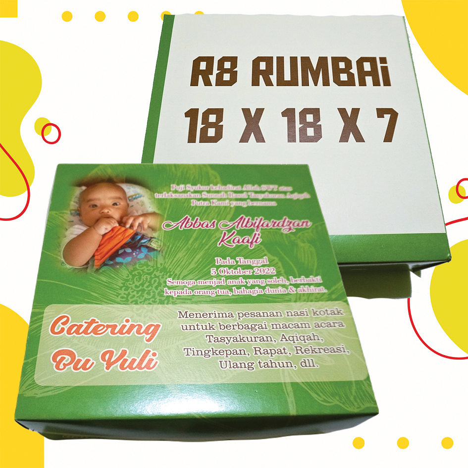 

[50 pcs]Kotak Nasi/Snack Hajatan R8 Rumbai ukuran 18 x 18 x 7 Custom