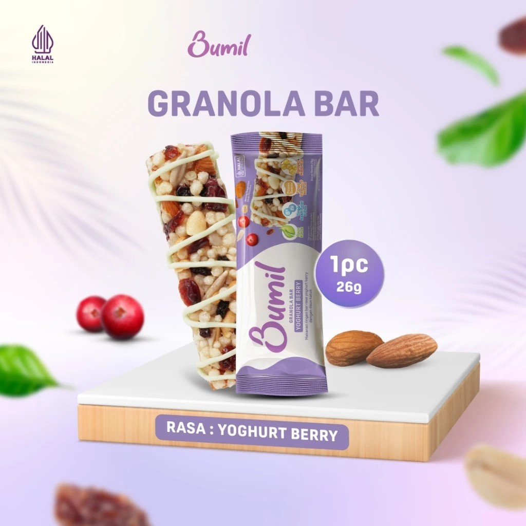 

BUMIL Makanan Ringan Bar Rasa Yoghurt Berry dengan Daun Katuk (Granola Bar Yoghurt Berry) [1 pcs]