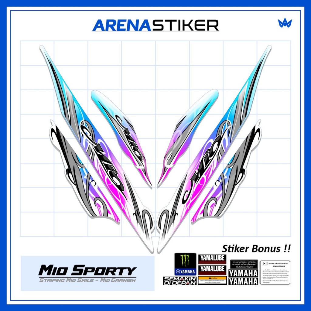 Motif MS48c Stiker Motor Mio Sporty Smile Urban Sticker Striping Setriping Setiker Settriping Skotle