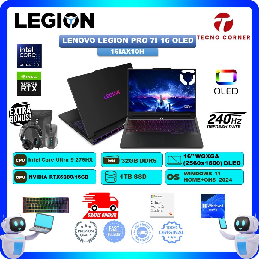 Laptop Gaming Lenovo Legion Pro 7I 16  RTX5080 16GB/ Intel Ultra 9 275HX RAM 32GB SSD 1TB Windows 11