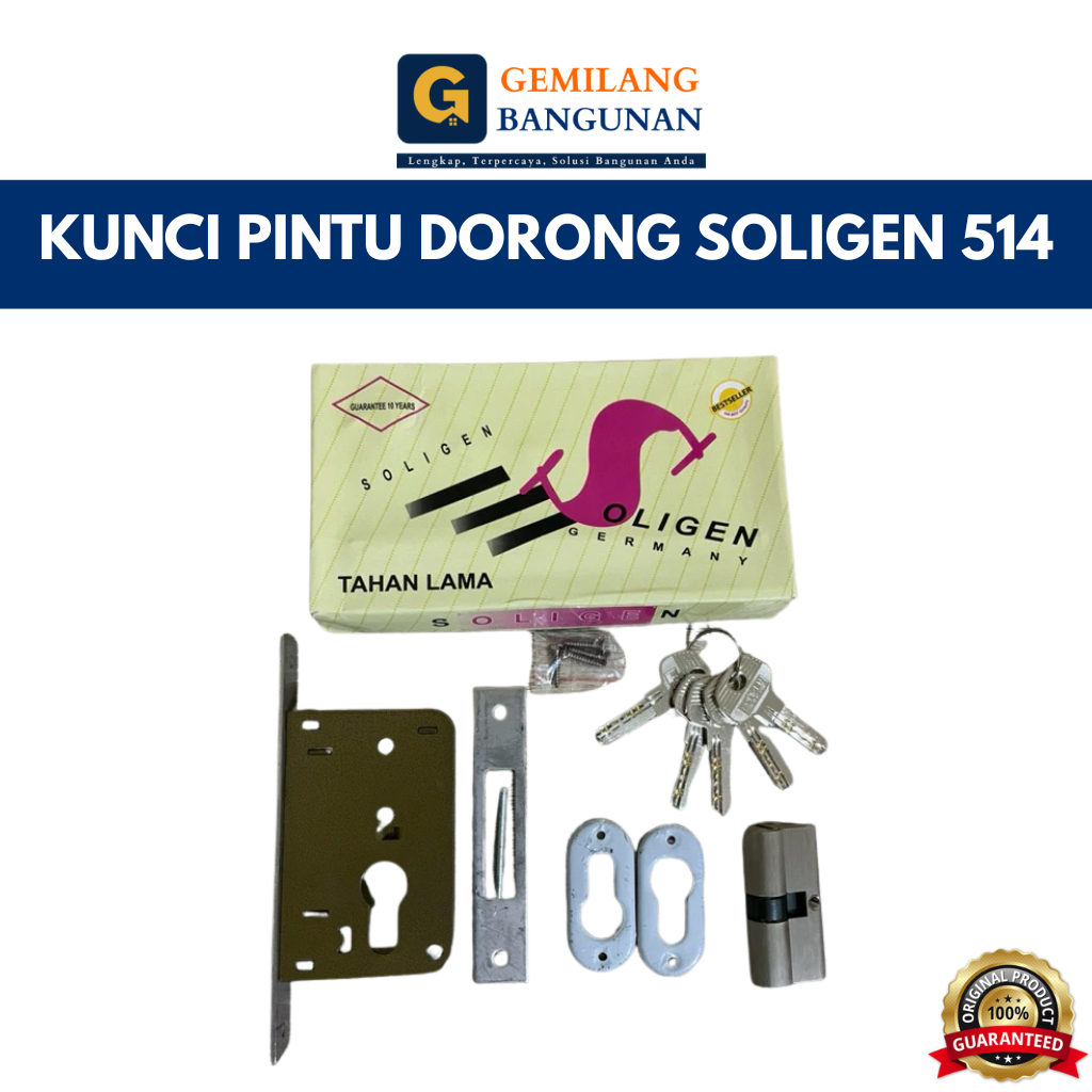 Kunci Pintu Geser 514 SOLIGEN (5 Kunci) / Body Kunci Pintu / Body Kunci Pintu Geser SOLIGEN / Body K