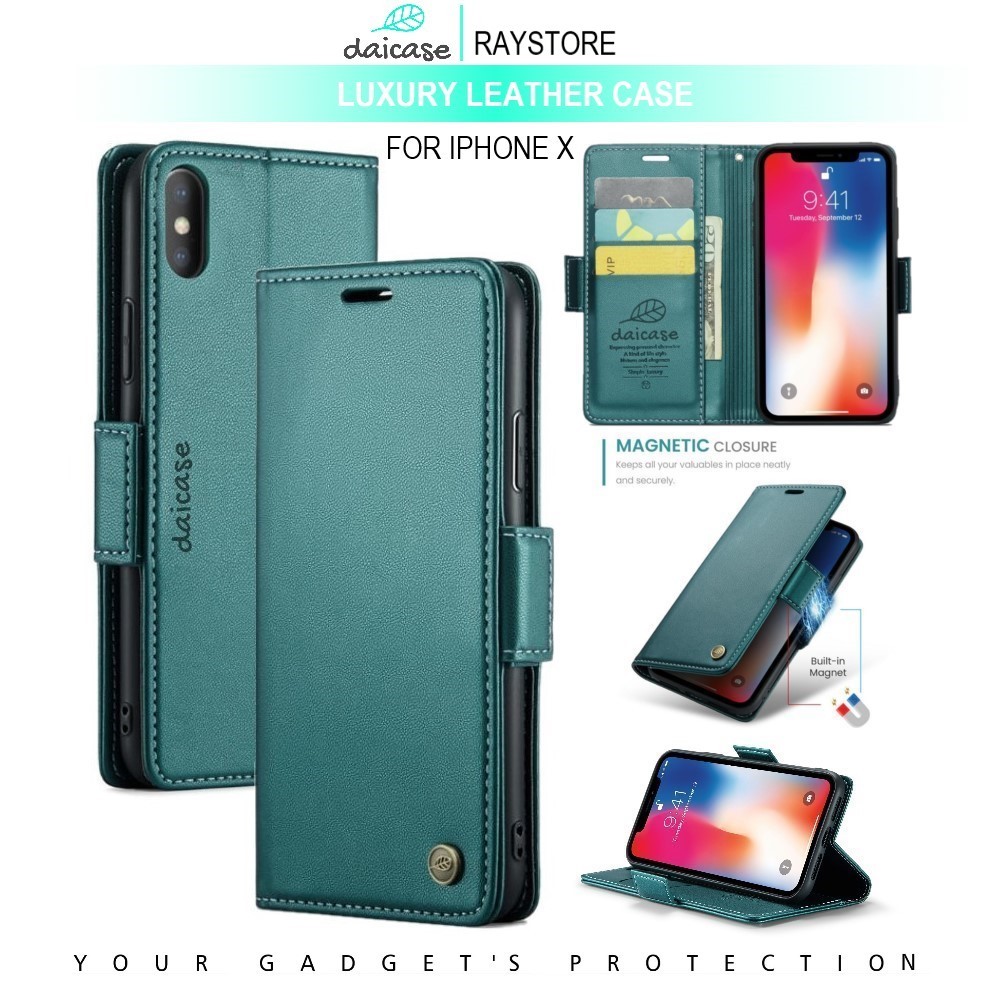 IPHONE X FLIP LEATHER CASE PREMIUM-FLIP WALLET CASE UNTUK IPHONE X
