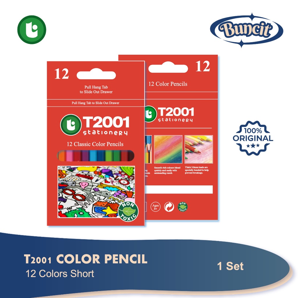 

1 Set | 12 Warna Pensil Warna T2001 | Pensil Mewarnai | Short Color Pencil | Pensil Warna Pendek