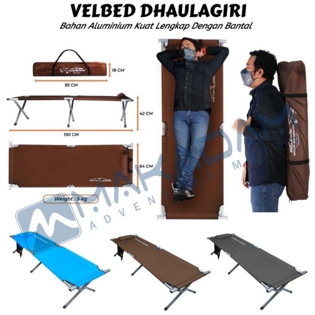 Velbed Dhaulagiri Folding Bed With Pillow Tempat Tidur Portable Dhaulagiri