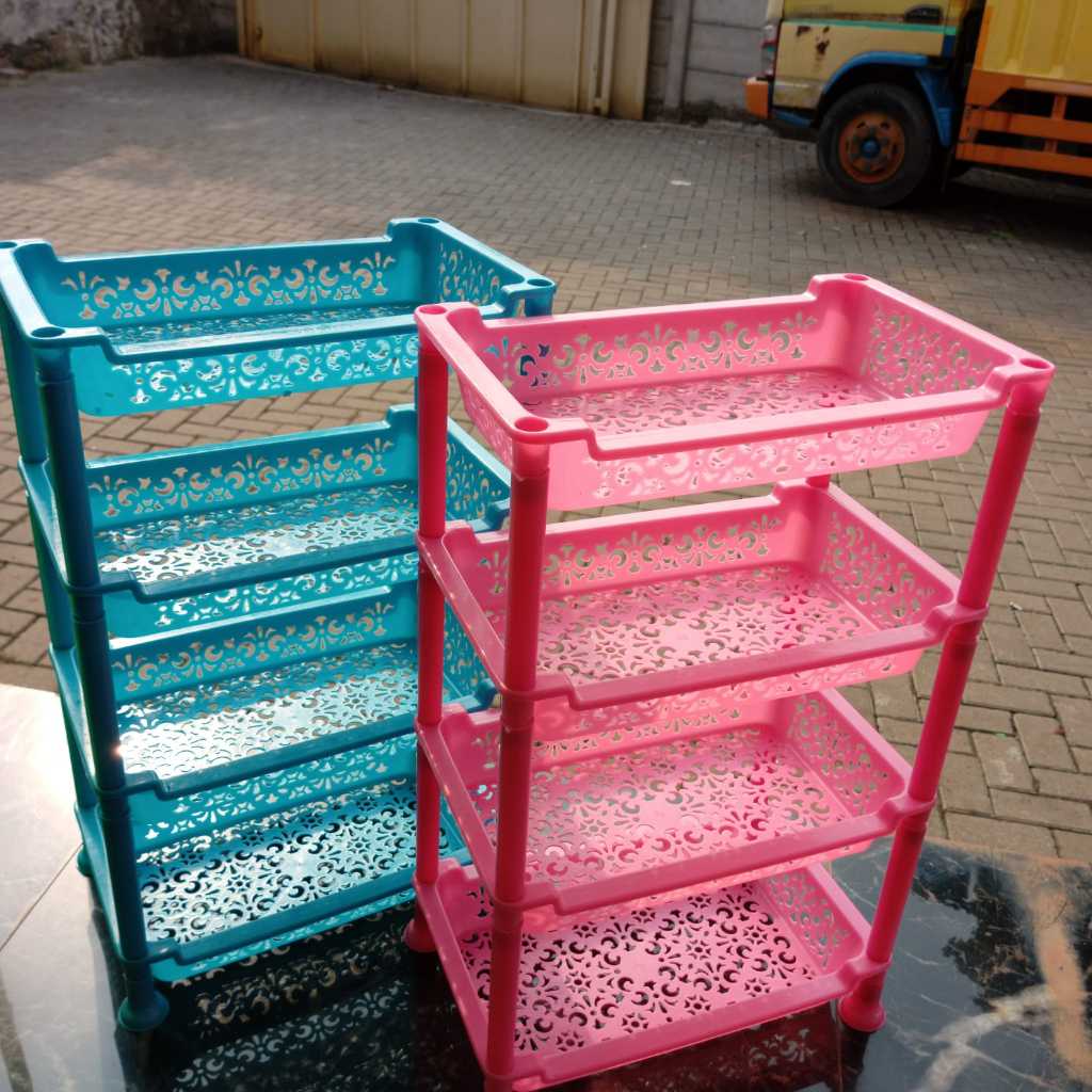 Disc Rak 4Susun Plastik Susun / Rak Bumbu Dapur / Rak Kosmetik / Rak Serbaguna