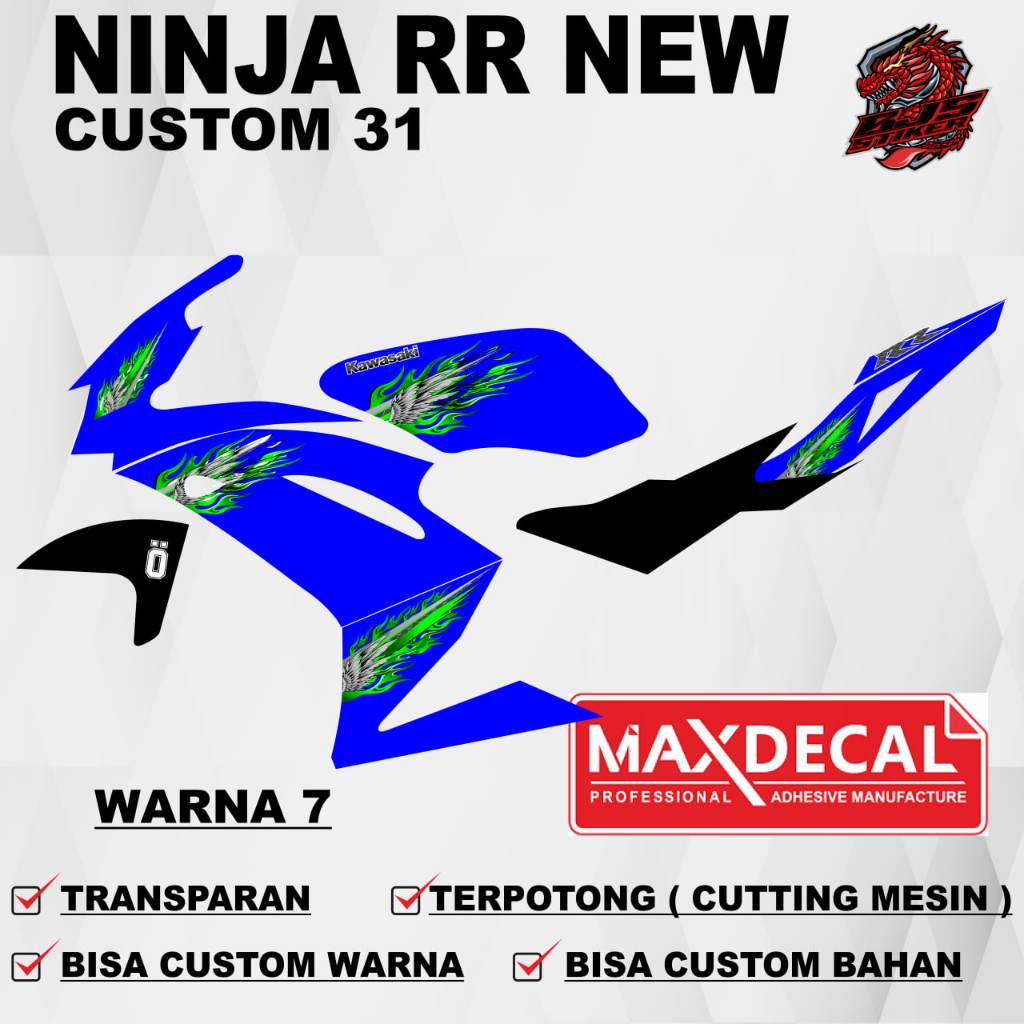 Stiker Ninja RR New / Striping Ninja RR New / Sticker Striping Decal Ninja RR New Transparan api cus