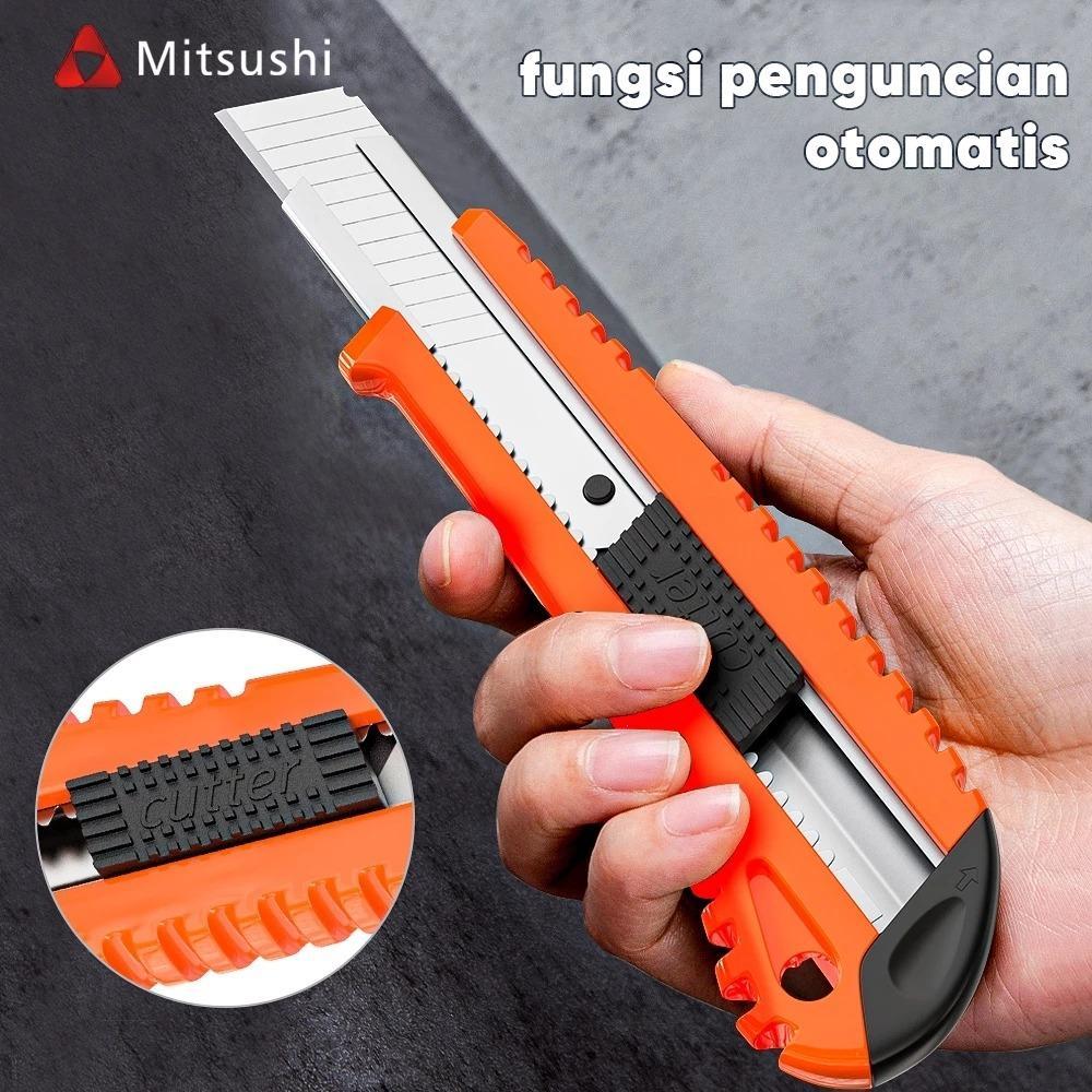 

Mitsushi Utility Cutter Knife Set Pisau Pemotong Auto-lock System Pisau Tajam 18mm Blade Retractable Utility Knife With Replaceable Blade