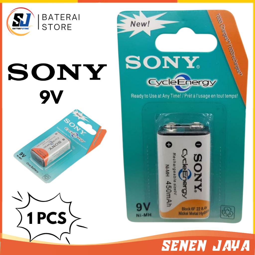 Baterai Kotak 9V SONY Rechargeable Batre Cas 9V Sony Rechargeable Battery Batre Mic Bisa Cas Ulang