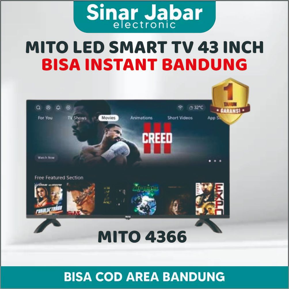 MITO Smart LED TV 4366 43 Inch Full HD - OS Coolita 2.1 / TV Smart Android 43 Inch