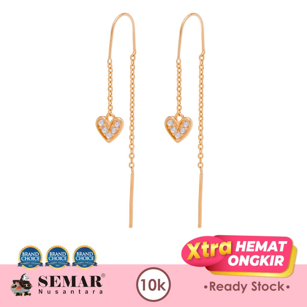Anting Emas Slundup Ayana Batu Putih Love Gold 10K Semar Nusantara
