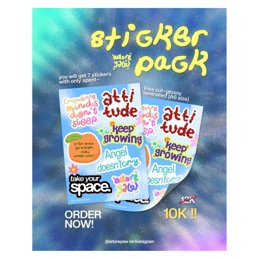 

Sticker Pack Aesthetic A6 Kiss cut Sticker AdoreYaw