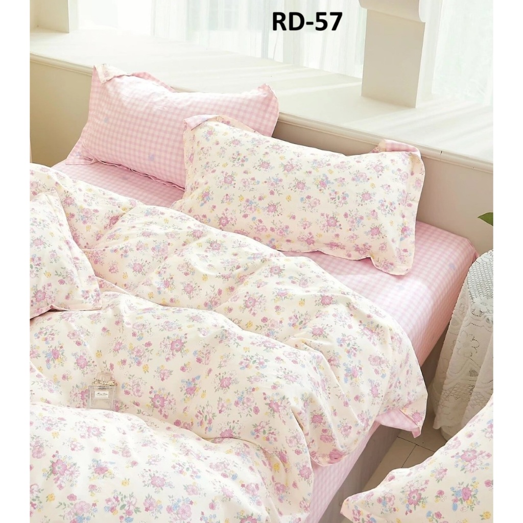 sprei single bahan Taiwan katun cvc kode RD-57 motif bunga (belum termasuk bed cover)