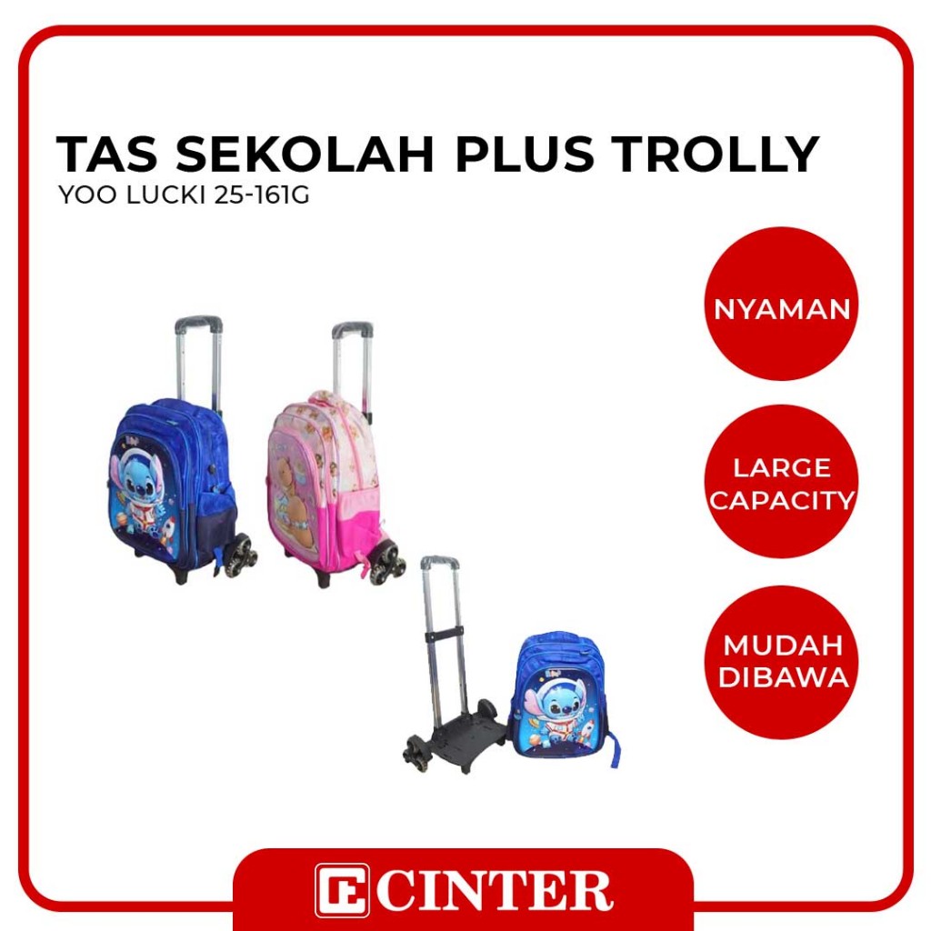 

YOO LUCKI - TAS RANSEL / TAS TROLI YOO LUCKI 25-161G/25-161B STITCH / SWEET CAPYBARA GAMBAR TIMBUL