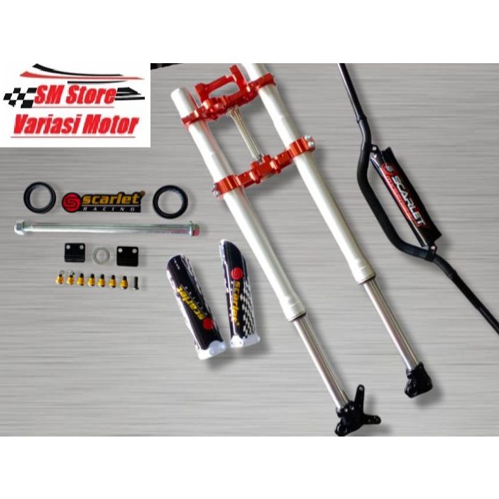 SHOCK DEPAN SHOCKBREKAER Upside Down Depan USD SCARLET RACING REBOUND DOUBLE ADJUSTER CRF 150 FULL C