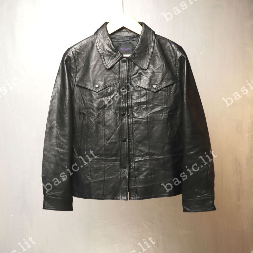 Olivia Lauren trucker leather jacket second preloved