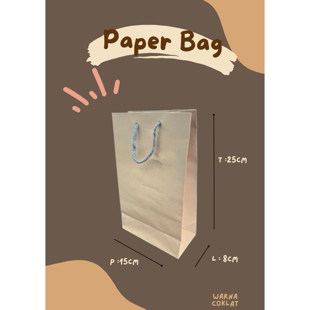 

PAPERBAG COKLAT POLOS/TAS KERTAS 1LUSIN