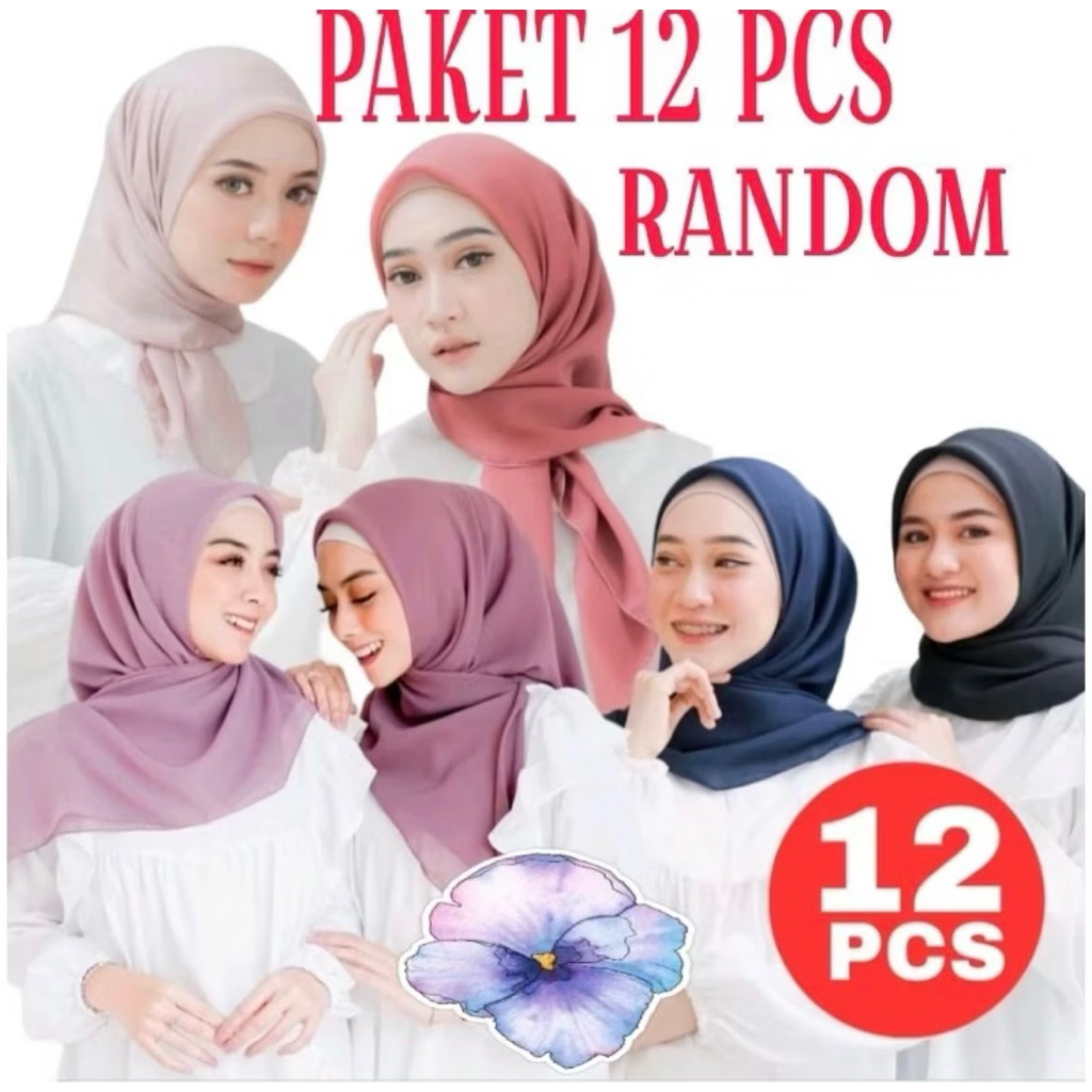 HIJAB BELLA SQUARE PAKET USAHA 12 PCS JILBAB BELLA SQUARE//HIJAB SEGIEMPAT