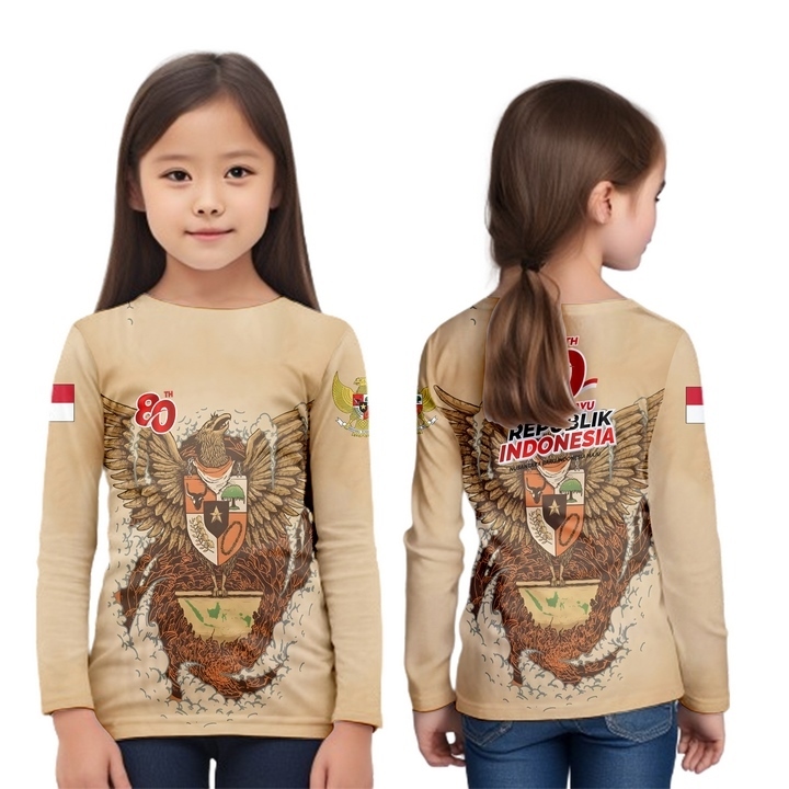 kaos wanita baju panitia agustus warna coklat muda sublimation terbaru