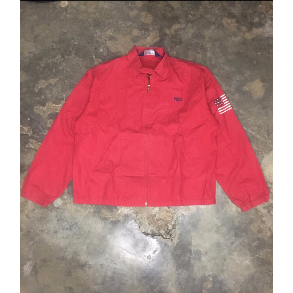 Vintage Ralph Lauren POLO Spell Out American Flag Harrington Jacket