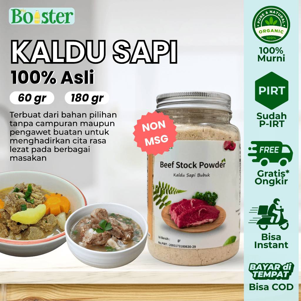 

MYBOOSTER KALDU SAPI NON MSG BEEF STOCK POWDER BUMBU PENYEDAP KALDU SAPI MPASI BOOSTER BEEF BROTH