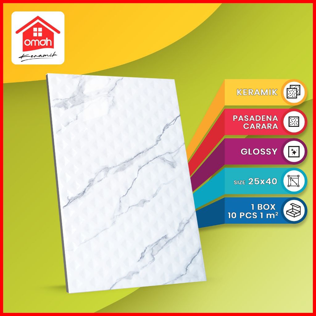 Keramik Dinding Glossy Emboss Laguna 25x40 Pasadena Carara